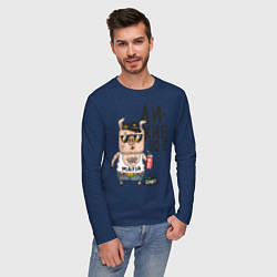 Лонгслив хлопковый мужской Лихие 90-е, цвет: тёмно-синий — фото 2