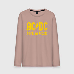 Лонгслив хлопковый мужской ACDC BACK IN BLACK, цвет: пыльно-розовый