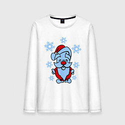 Лонгслив хлопковый мужской Дед Мороз в снегу, цвет: белый