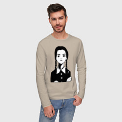 Лонгслив хлопковый мужской Wednesday Addams, цвет: миндальный — фото 2