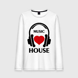 Лонгслив хлопковый мужской House Music is Love, цвет: белый