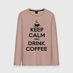 Лонгслив хлопковый мужской Keep Calm & Drink Coffee, цвет: пыльно-розовый