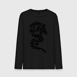 Лонгслив хлопковый мужской Дракон узор цвета черный — фото 1