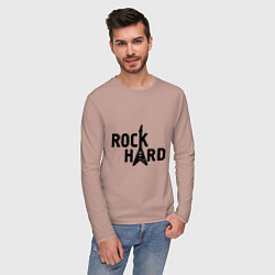 Лонгслив хлопковый мужской Rock hard, цвет: пыльно-розовый — фото 2