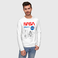 Лонгслив хлопковый мужской Nasa Apollo 11, цвет: белый — фото 2