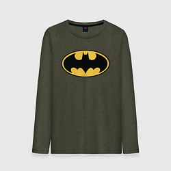 Лонгслив хлопковый мужской Batman цвета меланж-хаки — фото 1