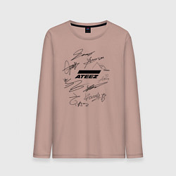 Лонгслив хлопковый мужской Ateez автографы, цвет: пыльно-розовый