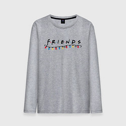 Лонгслив хлопковый мужской Logo New Year Friends, цвет: меланж