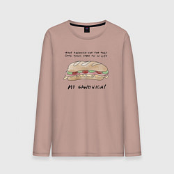 Лонгслив хлопковый мужской My Sandwich !, цвет: пыльно-розовый