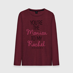 Лонгслив хлопковый мужской Youre the Monica to my Rachel цвета меланж-бордовый — фото 1