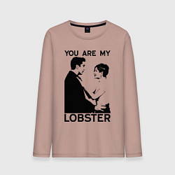 Лонгслив хлопковый мужской You are My Lobster, цвет: пыльно-розовый