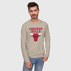 Лонгслив хлопковый мужской CHICAGO BULLS, цвет: миндальный — фото 2