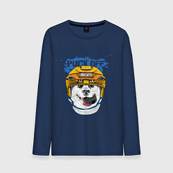 Лонгслив хлопковый мужской Hockey Dog, цвет: тёмно-синий