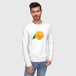 Лонгслив хлопковый мужской Апельсин, цвет: белый — фото 2