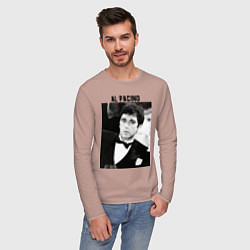 Лонгслив хлопковый мужской Аль Пачино, цвет: пыльно-розовый — фото 2