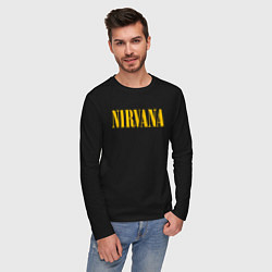 Лонгслив хлопковый мужской NIRVANA, цвет: черный — фото 2
