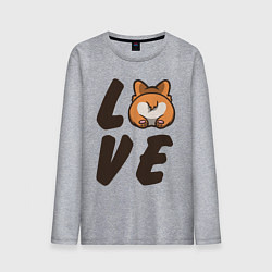 Лонгслив хлопковый мужской Love Corgi, цвет: меланж