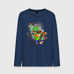 Лонгслив хлопковый мужской Minecraft, цвет: тёмно-синий