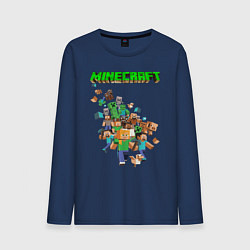 Лонгслив хлопковый мужской Minecraft, цвет: тёмно-синий
