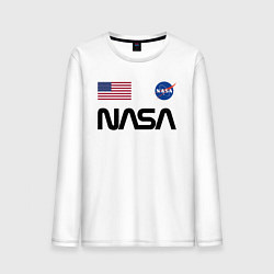 Лонгслив хлопковый мужской NASA НАСА, цвет: белый