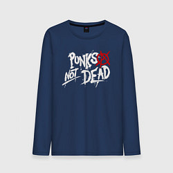 Лонгслив хлопковый мужской Punks not dead, цвет: тёмно-синий