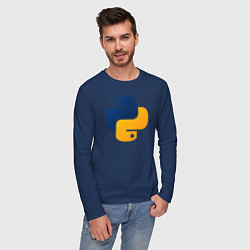 Лонгслив хлопковый мужской Python, цвет: тёмно-синий — фото 2