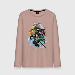 Лонгслив хлопковый мужской KIMETSU NO YAIBA, цвет: пыльно-розовый