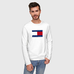 Лонгслив хлопковый мужской TOMMY HILFIGER, цвет: белый — фото 2