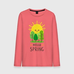 Лонгслив хлопковый мужской Hello Spring, цвет: коралловый