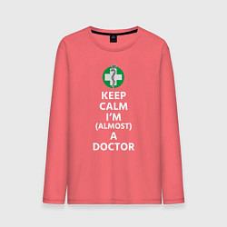 Лонгслив хлопковый мужской Keep calm I??m a doctor, цвет: коралловый
