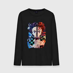 Лонгслив хлопковый мужской KIMETSU NO YAIBA, цвет: черный