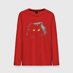 Лонгслив хлопковый мужской Грозовой, кошак пушистый, цвет: красный