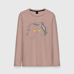 Лонгслив хлопковый мужской Грозовой, кошак пушистый, цвет: пыльно-розовый