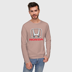 Лонгслив хлопковый мужской HONDA, цвет: пыльно-розовый — фото 2