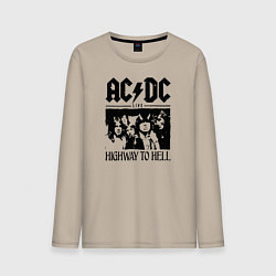 Лонгслив хлопковый мужской ACDC highway to hell, цвет: миндальный