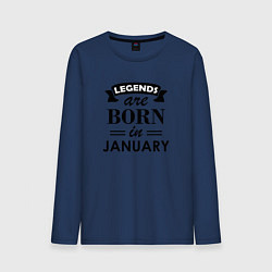 Лонгслив хлопковый мужской Legends are born in january, цвет: тёмно-синий