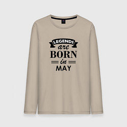Лонгслив хлопковый мужской Legends are born in May, цвет: миндальный