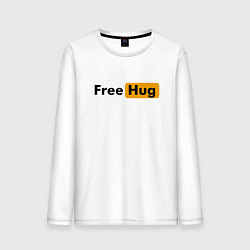 Лонгслив хлопковый мужской FREE HUG, цвет: белый