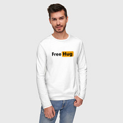Лонгслив хлопковый мужской FREE HUG, цвет: белый — фото 2