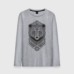 Лонгслив хлопковый мужской Медведь, цвет: меланж