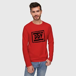 Лонгслив хлопковый мужской ДДТ Лого, цвет: красный — фото 2