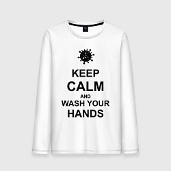 Лонгслив хлопковый мужской Keep Calm & Wash Hands, цвет: белый