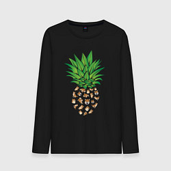 Лонгслив хлопковый мужской Ананас из собак Акита, цвет: черный