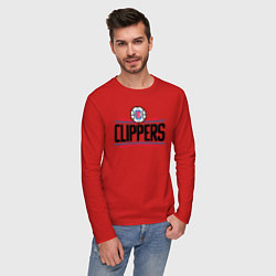 Лонгслив хлопковый мужской Los Angeles Clippers 1, цвет: красный — фото 2