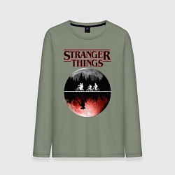 Лонгслив хлопковый мужской Очень странные дела, цвет: авокадо