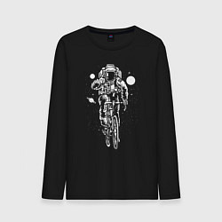 Лонгслив хлопковый мужской Космонавт на велосипеде, цвет: черный
