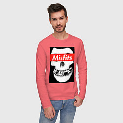 Лонгслив хлопковый мужской Misfits, цвет: коралловый — фото 2