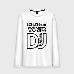 Лонгслив хлопковый мужской Everybody Wants to be a Dj, цвет: белый