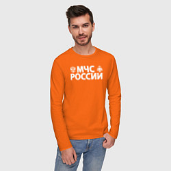 Лонгслив хлопковый мужской МЧС России цвета оранжевый — фото 2