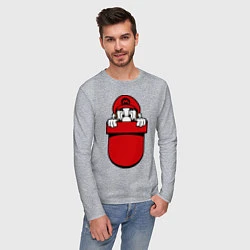 Лонгслив хлопковый мужской Марио в кармане, цвет: меланж — фото 2